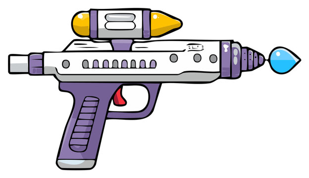 Cartoon ray gun with futuristic design, vector illustration