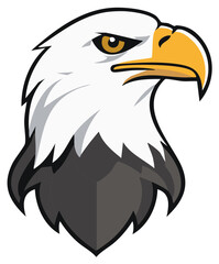 Fototapeta premium Stylized graphic of an eagle head, side view, with sharp yellow beak