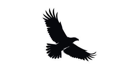 Naklejka premium Dynamic Black Silhouette of an Eagle Flying Upwards with Wide Spread Wings
