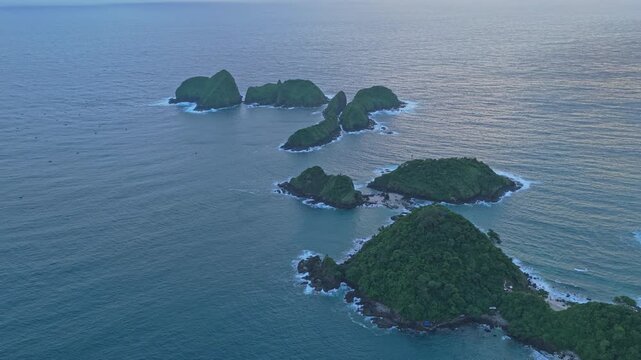 Aerial view of red island tropical archipelago in java, indonesia
