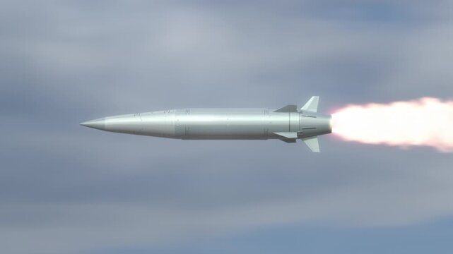 Hypersonic Missile flying in the clouds, 25 FPS.