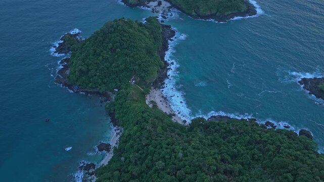 Aerial view of red island in java indonesia