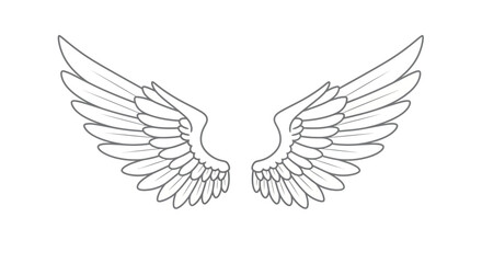 Obraz premium Minimalist black and white angel wings illustration on white background