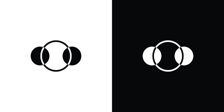 Black and white minimalist of two overlapping circles with cutouts abstract
