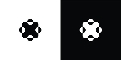Black and white of a stylized panda face and bamboo stalks minimalist monochrome simple shapes © AMINUR