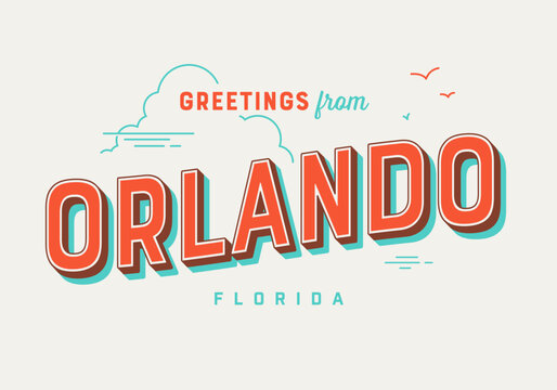 Greetings from Orlando, Florida, USA - The Sunshine State - Touristic Postcard.