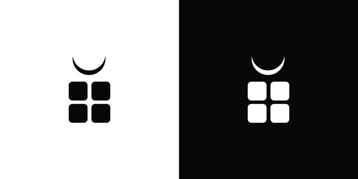 Black and white of two stylized smiley faces with different expressions emoji happy expression neutral expression