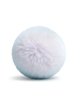 Closeup of a fluffy white snowball isolated on a white background.