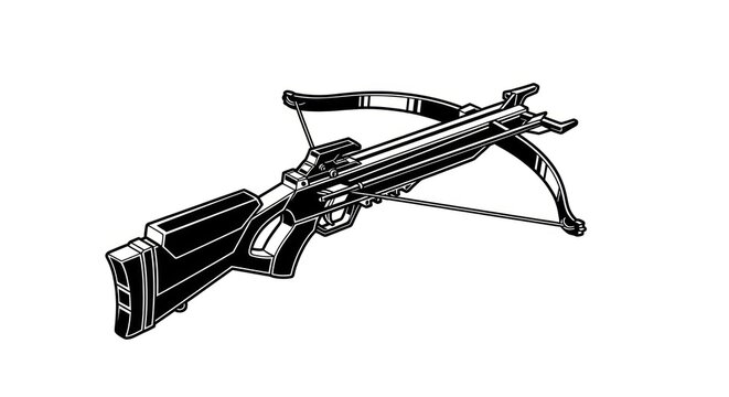 Detailed illustration of a crossbow isolated on a clean white background
