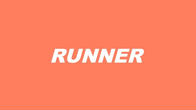White typography displays the word runner in a bold and clean font on bright orange background