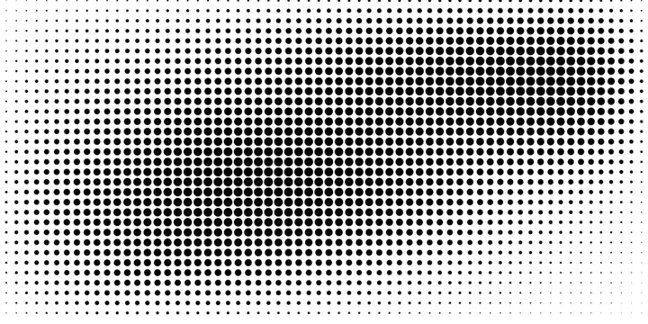 Abstract black halftone dot pattern on white background.