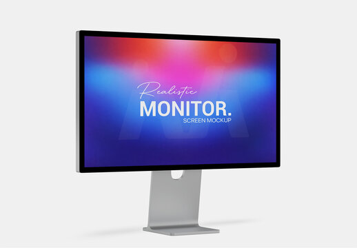 Monitor Mockup Isolated on White Background Mockup