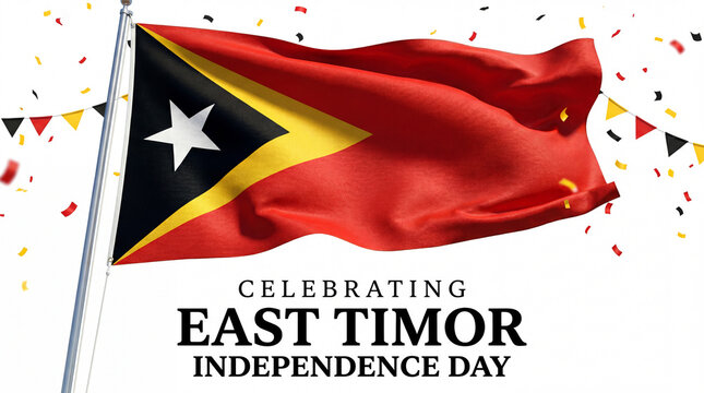 celebrating east timor independence day with waving national flag festive confetti and decorative bunting flags