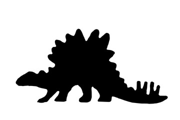 Black dinosaur silhouette with plates on back and tail spikes, isolated on transparent background © Floren Horcajo