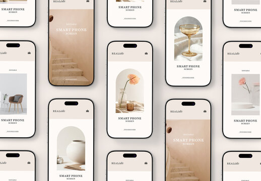 Smartphone Screens Mockup Template