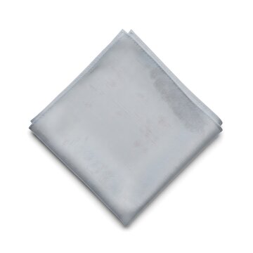 Light grey silk pocket square isolated on white background