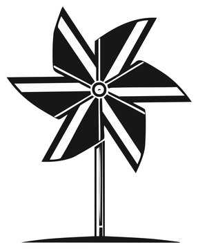 Black Silhouette of a Pinwheel Spinner Rotating in the Wind