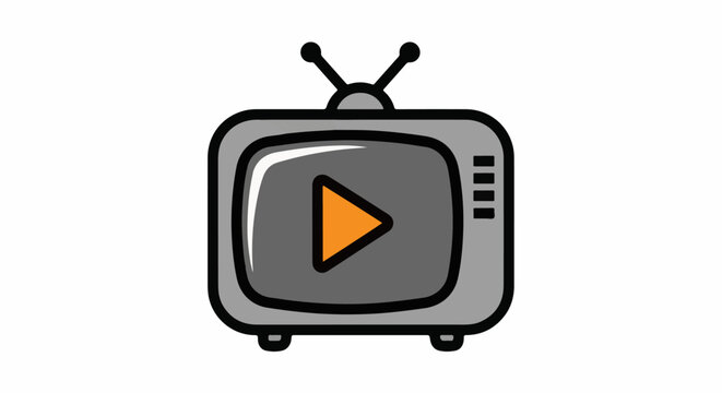 A retro television icon with a play button on its screen