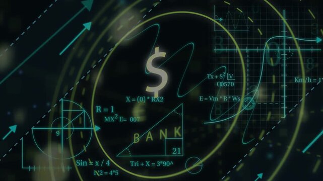 On startup glowing dollar sign and BANK pulsing, rings rotating, HUD updating to show finance
