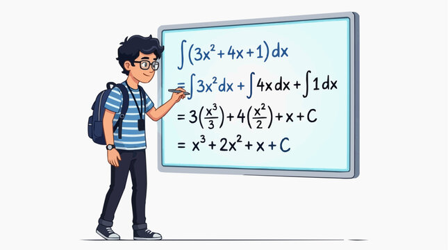 A dedicated student solves a calculus problem on a whiteboard, capturing the essence of education, learning, and academic rigor in a modern classroom setting.