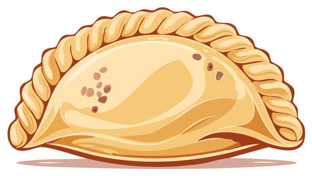Delicious golden baked empanada traditional pastry, close up view of stuffed food with flavorful filling illustration, culinary dish delight