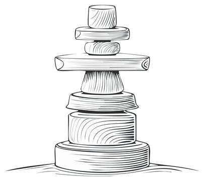 Traditional Inukshuk stone cairn stacked rocks landmark vector illustration design