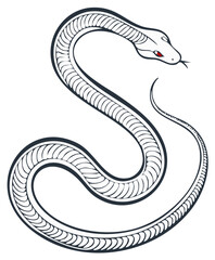 Fototapeta premium Stylized Serpent Illustration with Red Eye