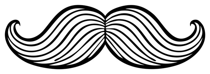 Fototapeta premium Stylized Black Mustache with Swirling Lines and Curled Ends