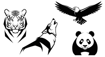 set of black silhouettes of animals © Yayat