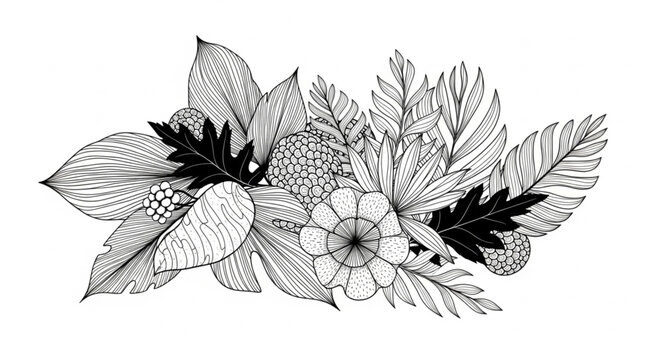 black and white flower vector