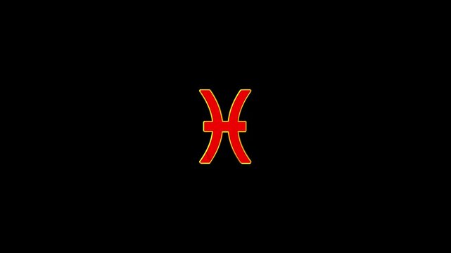 3D Pisces zodiac sign video animation. Pisces zodiac sign glittering particles animation. Pisces symbol with specular highlight reflection loop footage animation. Pisces Sign or Symbol Animation
