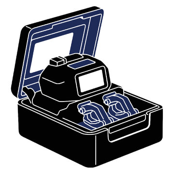 Fiber Optic Fusion Splicer Silhouette Vector Isolated on Transparent Background
