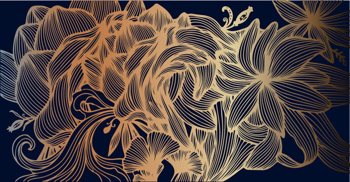 Luxury gold rose bouquet, elegant metallic floral arrangement, premium golden flower line art, decorative organic rose pattern, sophisticated gold blossom aesthetic, minimalist metallic bouquet illust