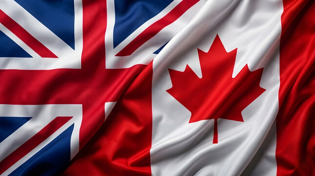 UK and Canada Friendship Flag Partnership Symbol, International Relations, Diplomacy, Alliance Concept