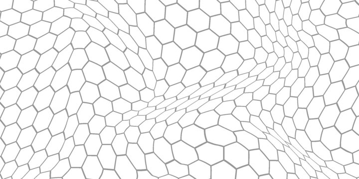 Fishing or soccer net. Repeated hexagon pattern. Black wired mesh texture isolated on white background.