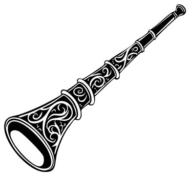 Ornate Ethnic Woodwind Musical Instrument Vector Illustration