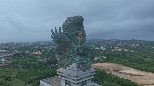 Garuda wisnu kencana statue aerial view in bali indonesia