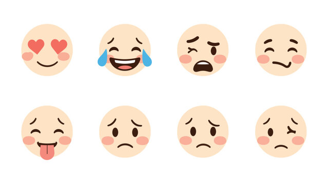 Expressions of Emotion: A spectrum of emotive expressions, each face radiates a unique feeling, painted with simplicity and depth