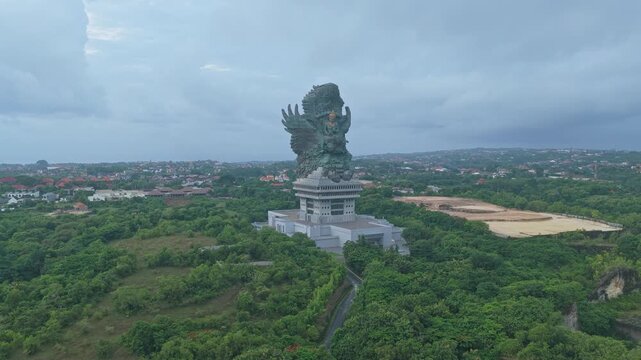 Garuda wisnu kencana statue aerial view in bali indonesia