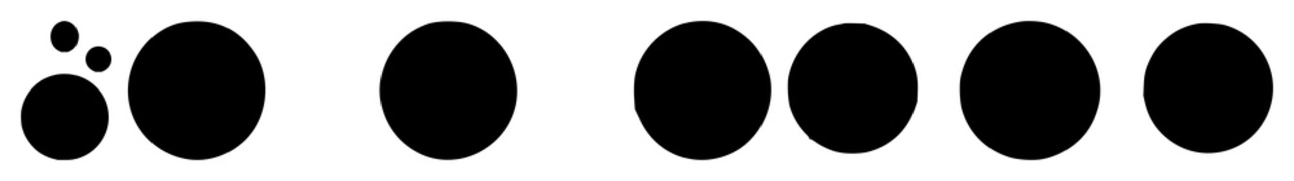 Icons set with simple solid black design on white background featuring three dots more icon, application UI, navigation with minimalism and clarity