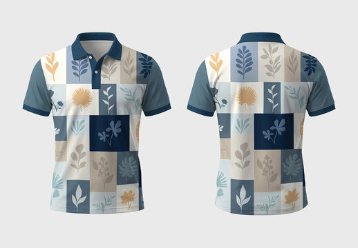 Modern Floral Polo T Shirt Design
