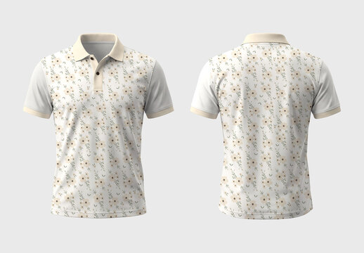 Floral Pattern Minimal Polo T Shirt Design