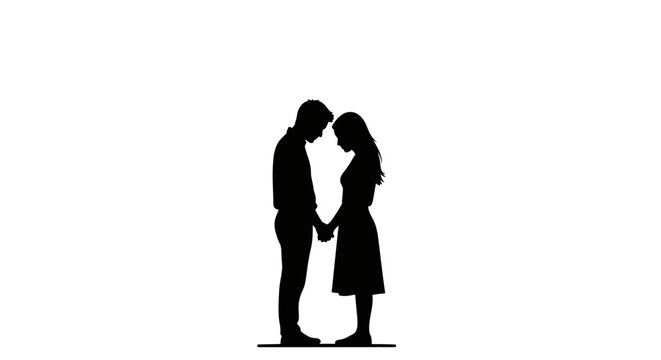 Silhouette of Loving Young Couple.