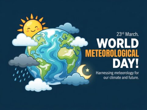 World Meteorological Day Earth and Weather Illustration.