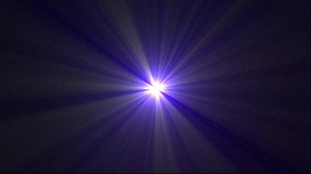 A white starburst emanates intense purple and white light rays outward into a dark, speckled cosmic background, suggesting a powerful celestial event or a lens flare effect in deep space