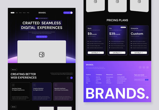 Modern Wireframe Landing Page Design