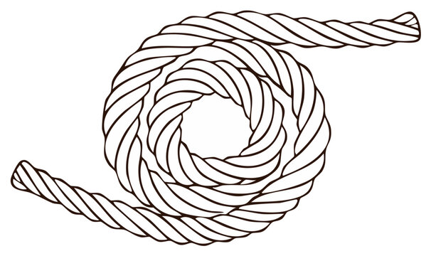 Coiled Rope Illustration, Vector Graphic, Nautical Theme, Textured Surface