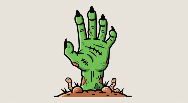 A zombie hand rising from the dirt