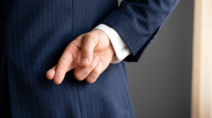 Fototapeta premium Businessman in blue suit with hand behind back