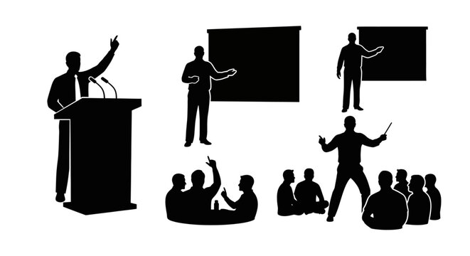 Businessman speaking at a podium with audience.